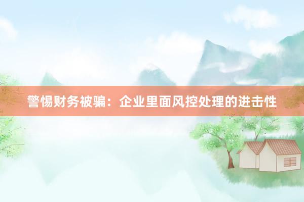 警惕财务被骗：企业里面风控处理的进击性